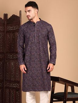 Sanwara - Chic Men Embroidered Pattern Violet Chikankari with Sequin Kurta
