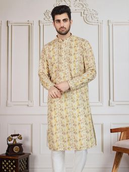 Sanwara - Unleash Your Style with Men's Brown Printed with Sequins Kurta