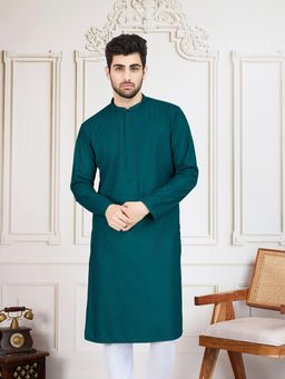 Sanwara - Unleash Your Style with Men's Ferozi Solid Chikankari Kurta
