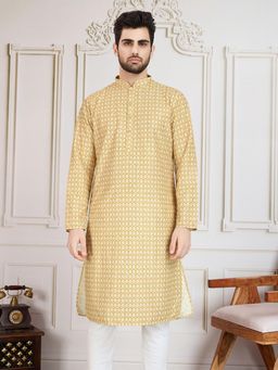 Sanwara - Unleash Your Style with Men's Brown Printed with Sequins Work Kurta