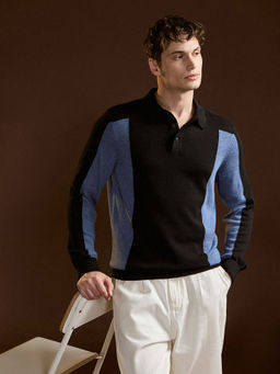 The Bear House - Men Black Colorblock Sweatshirt