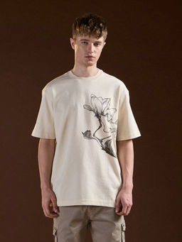 The Bear House - Men Cream Printed T-Shirt
