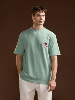 The Bear House - Men Green Printed T-Shirt
