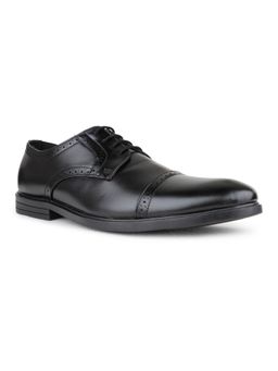 PRIVO - Men Black Formal Solid Round Toe Derbies