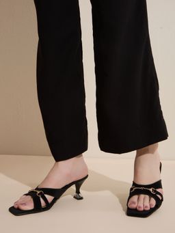 Inc.5 - Women Black Party Wear Solid Square Toe Sandal Heels