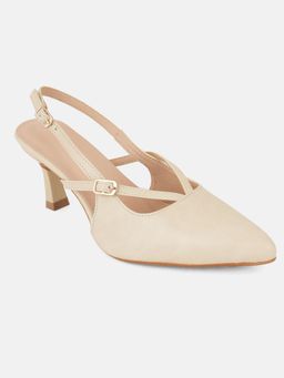 Drop Bold - Cream Pointed Toe Sandal Heels For Women