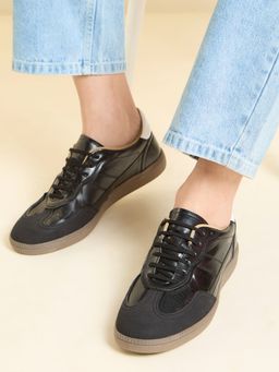 ATESBER - Men Black Casual Solid Round Toe Sneakers