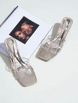 Sherrif Shoes - Women Gold Sandal Heels