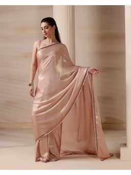 HANDME - Pre-Draped Pink Moonlit Muse Saree with Unstitched Blouse