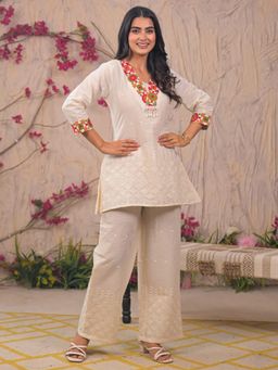 Readiprint - Women Embroidered Cotton Blend Co-Ord Set