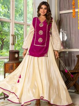 HOUSE OF JAMOTI - Aroosi Cream Anarkali Dress with Jacket