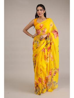 Zari Jaipur - Silk with Printed Saree with Unstitched Blouse