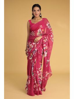 Zari Jaipur - Shimmer Tissue with Embroidery Work Saree with Unstitched Blouse
