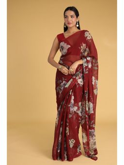 Zari Jaipur - Silk with Printed Saree with Unstitched Blouse
