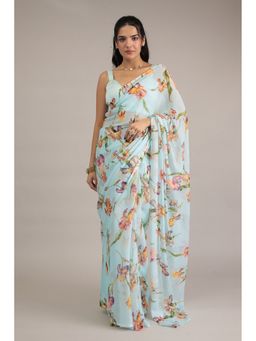 Zari Jaipur - Silk with Printed Saree with Unstitched Blouse