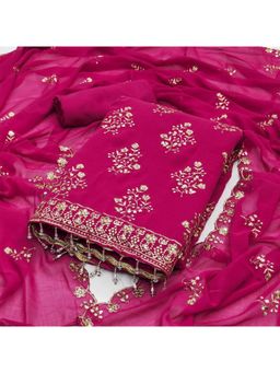 Suha - Georgette Fabric Pink Unstitched Kurta with Unstitched Pant and Dupatta