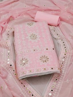 Suha - Georgette Fabric Pink Unstitched Kurta with Unstitched Pant and Dupatta