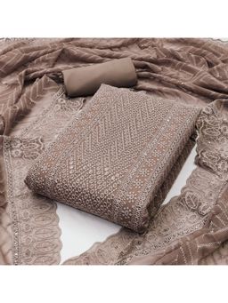 Suha - Georgette Fabric Beige Unstitched Kurta with Unstitched Pant and Dupatta