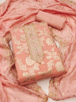 Suha - Peach Unstitched Kurta with Unstitched Pant and Dupatta