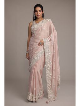Zari Jaipur - Silk Chinon with Embroidery Work Saree with Unstitched Blouse