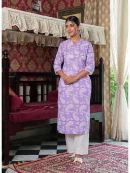 ARAMYA - Women Paisley Pure Cotton Kurta with Pant