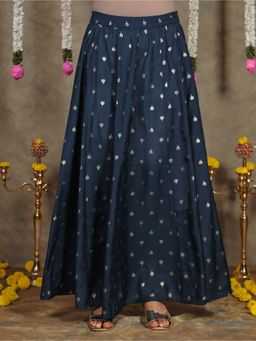 ARAMYA - Roman silk Gold foil Navy Blue Skirt