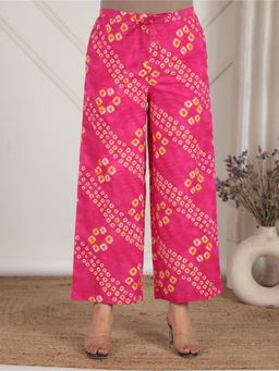 ARAMYA - Soft Cotton Bandhani Pink Palazzo