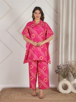 ARAMYA - Women Printed Pure Cotton Kaftan with Palazzo