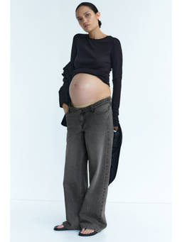 H&M - Women Grey MAMA Wide Low Waist Jeans