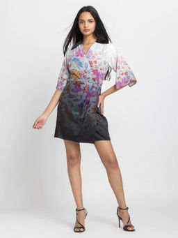 SHAYE - Black Printed A-Line Mini Dress