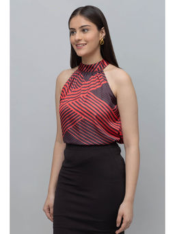 PURYS - Red Printed Regular Fit Top