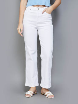 Xpose - White Solid Straight Fit Jeans