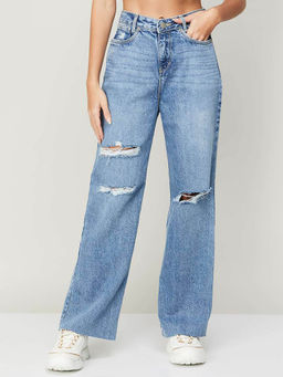 Xpose - Blue Solid Straight Fit Jeans