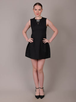 IKI CHIC - Black Solid A-Line Mini Dress
