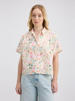 Pepe Jeans - Beige Floral Relaxed Fit Shirt