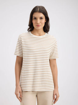 Pepe Jeans - Beige Stripes Relaxed Fit T-Shirt