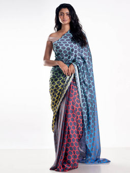 Boveee - Virgo Digital Printed Satin Georgette Saree with Unstitched Blouse