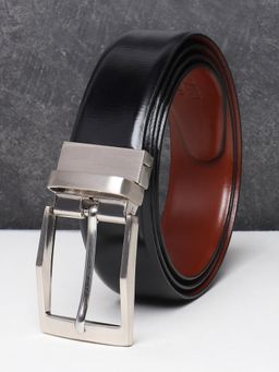 Teakwood - Men Black And Tan Solid Reversible Leather Belt