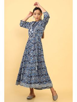 Soch - Women Navy Blue Cotton Printed Kurta