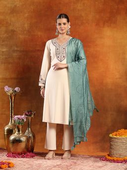 Nayam by lakshita - White Sweetheart Embroidered Kurta and Pant with Dupatta