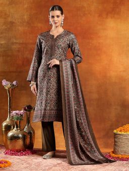 Nayam by lakshita - Olive Round Neck Printed Kurta and Pant with Dupatta