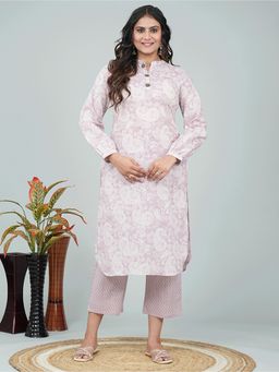 ARAMYA - Purple Mandarin Neck Paisley Kurta and Pant