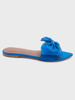 IYKYK by Nykaa Fashion - Blue Oversized Bow Mules Slider Flats
