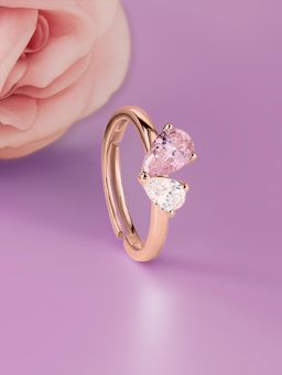 Ornate Jewels - 925 Silver Rose Gold Pink Cz Adjustable Ring for Women & Girls
