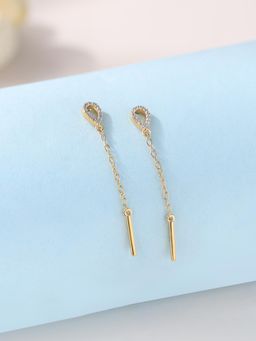 Ornate Jewels - 925 Silver Yellow Gold Natural White Zirconia Dangle Earring for Women & Girls