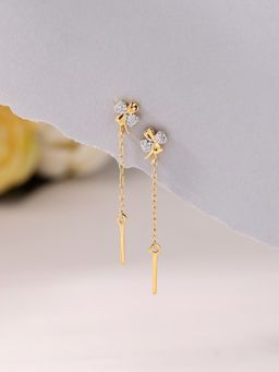 Ornate Jewels - 925 Silver Yellow Gold Natural White Zirconia Dangle Earring for Women & Girls