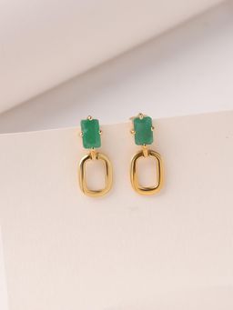 Ornate Jewels - 925 Silver Yellow Gold Natural Sakota Emerald Drop Earring for Women & Girls