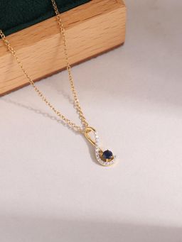 Ornate Jewels - 925 Silver Yellow Gold Natural Blue Sapphire Necklace for Women & Girls