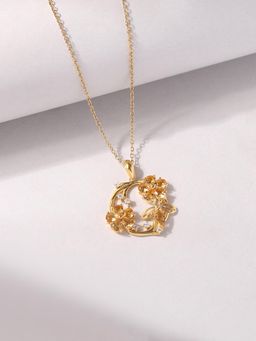 Ornate Jewels - 925 Silver Yellow Gold Natural Yellow Citrine Pendant with Chain for Women & Girls