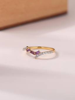 Ornate Jewels - 925 Silver Yellow Gold Natural Amethyst Trio Blush Ring for Women & Girls